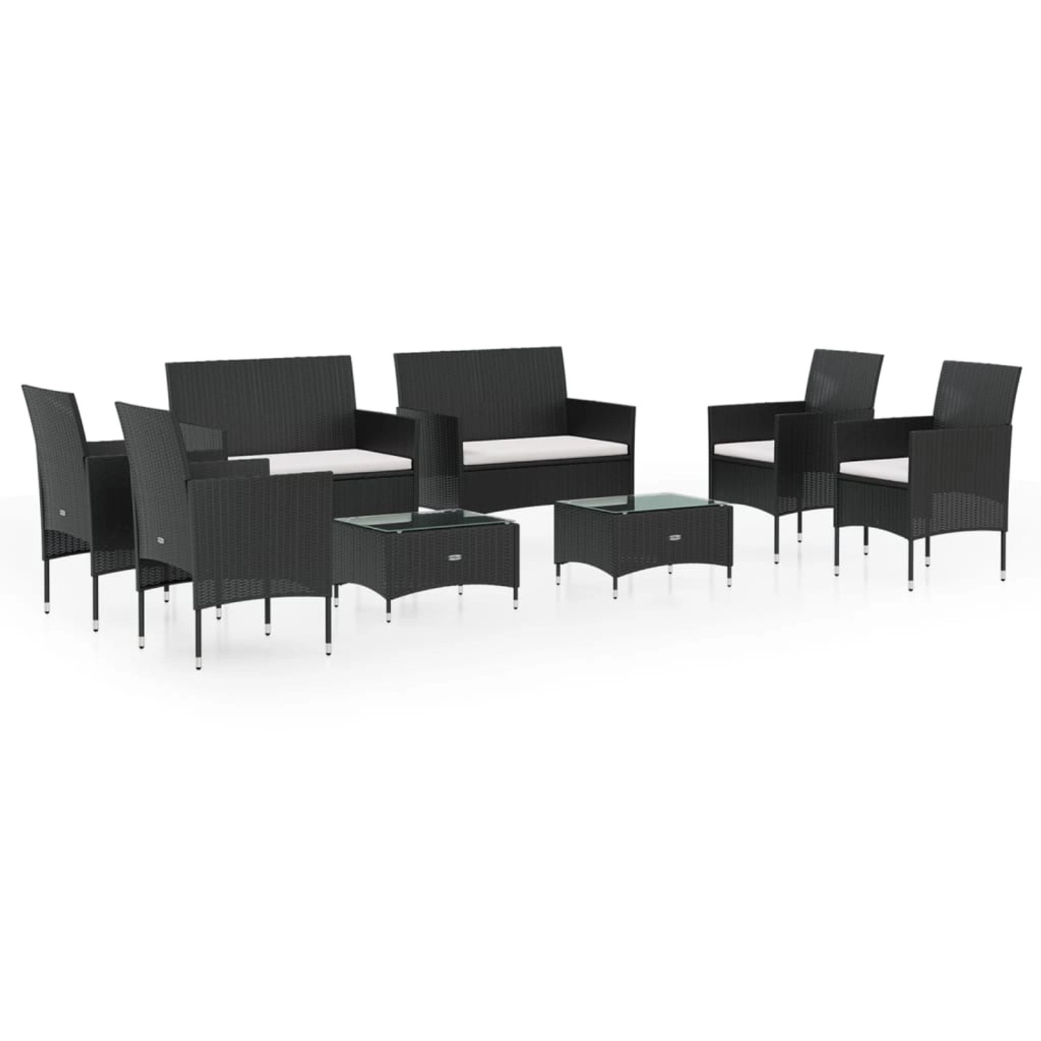 vidaXL 8-tlg Garten-Lounge-Set mit Auflagen Poly Rattan Schwarz Modell 51 günstig online kaufen