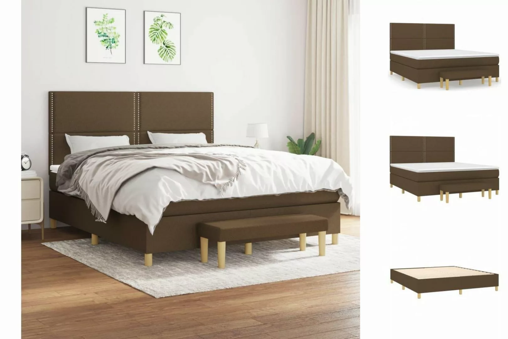 vidaXL Boxspringbett Boxspringbett mit Matratze Dunkelbraun 160x200 cm Stof günstig online kaufen