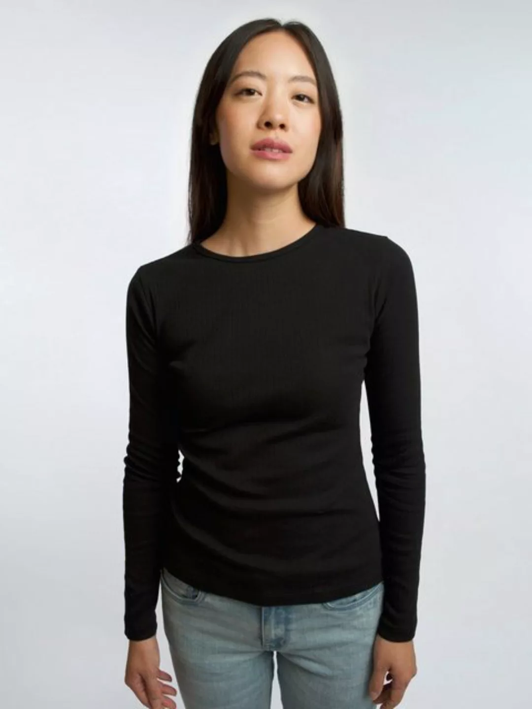 HONEST BASICS Langarmshirt mit Rippstoff aus Bio-Baumwolle günstig online kaufen