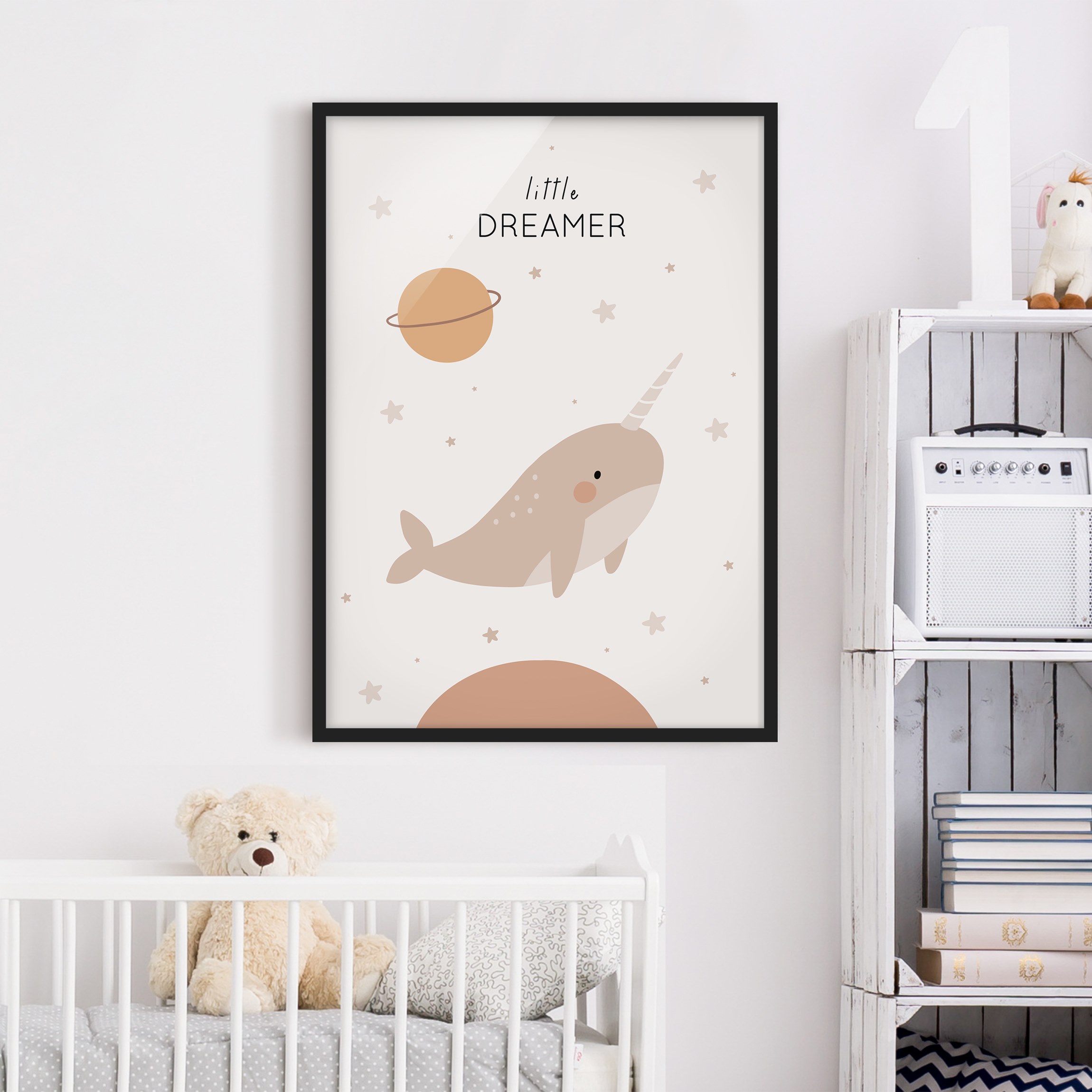 Bild mit Rahmen Boho Narwal - Little dreamer günstig online kaufen