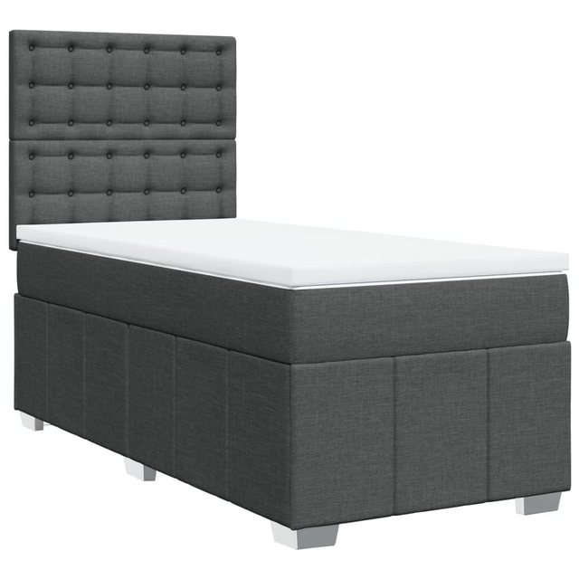 vidaXL Boxspringbett, Boxspringbett mit Matratze Dunkelgrau 90x190 cm Stoff günstig online kaufen