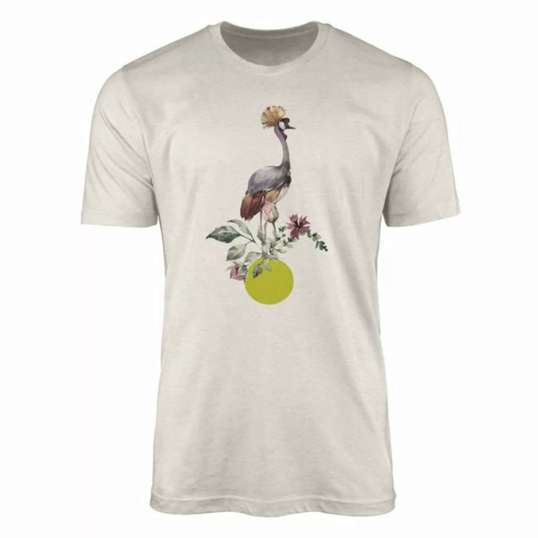 Sinus Art T-Shirt Herren Shirt Organic T-Shirt Aquarell Motiv Kranich Bio-B günstig online kaufen