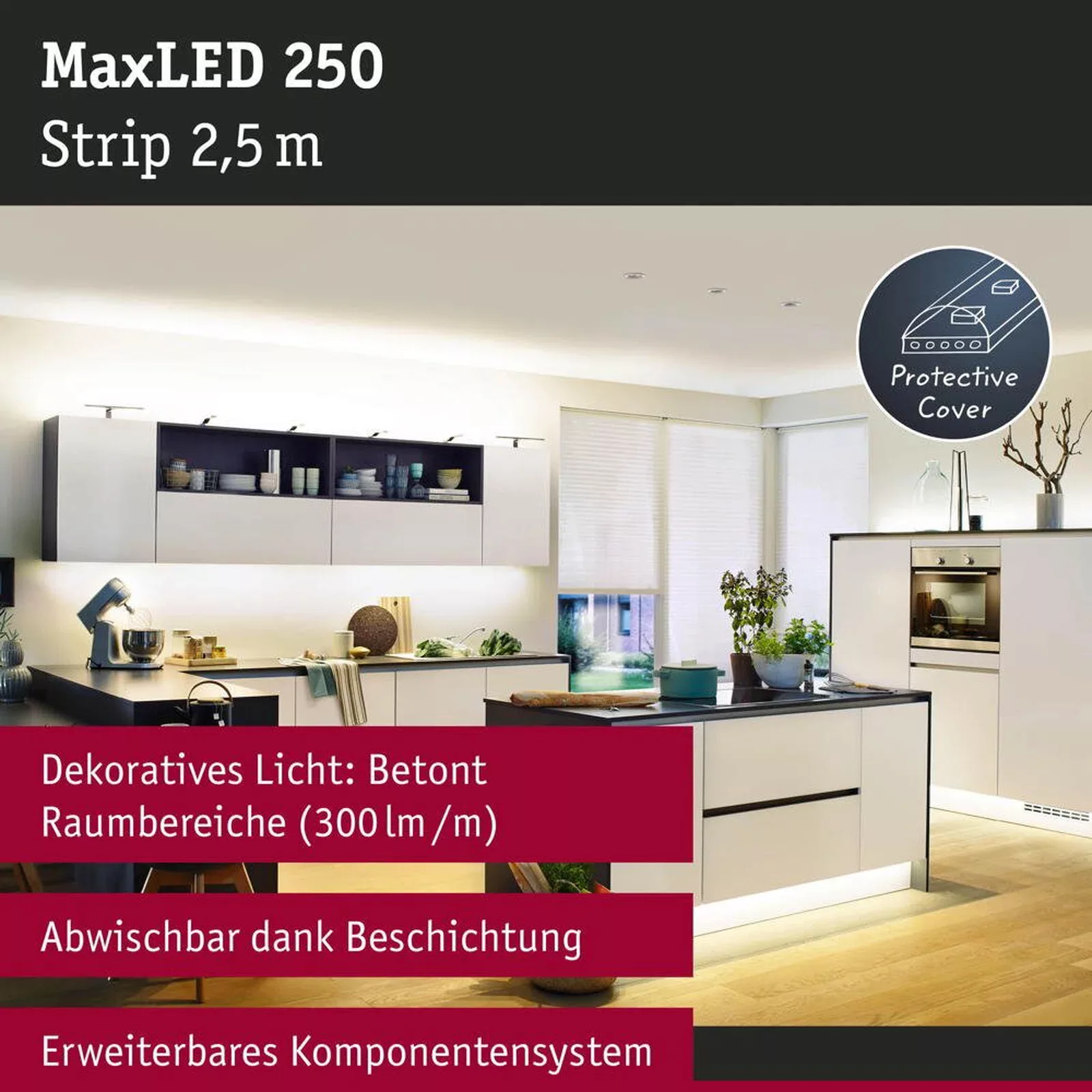 LED Strip MaxLED Erweiterung in Silber 10W 600lm IP44 2700K 2500mm günstig online kaufen