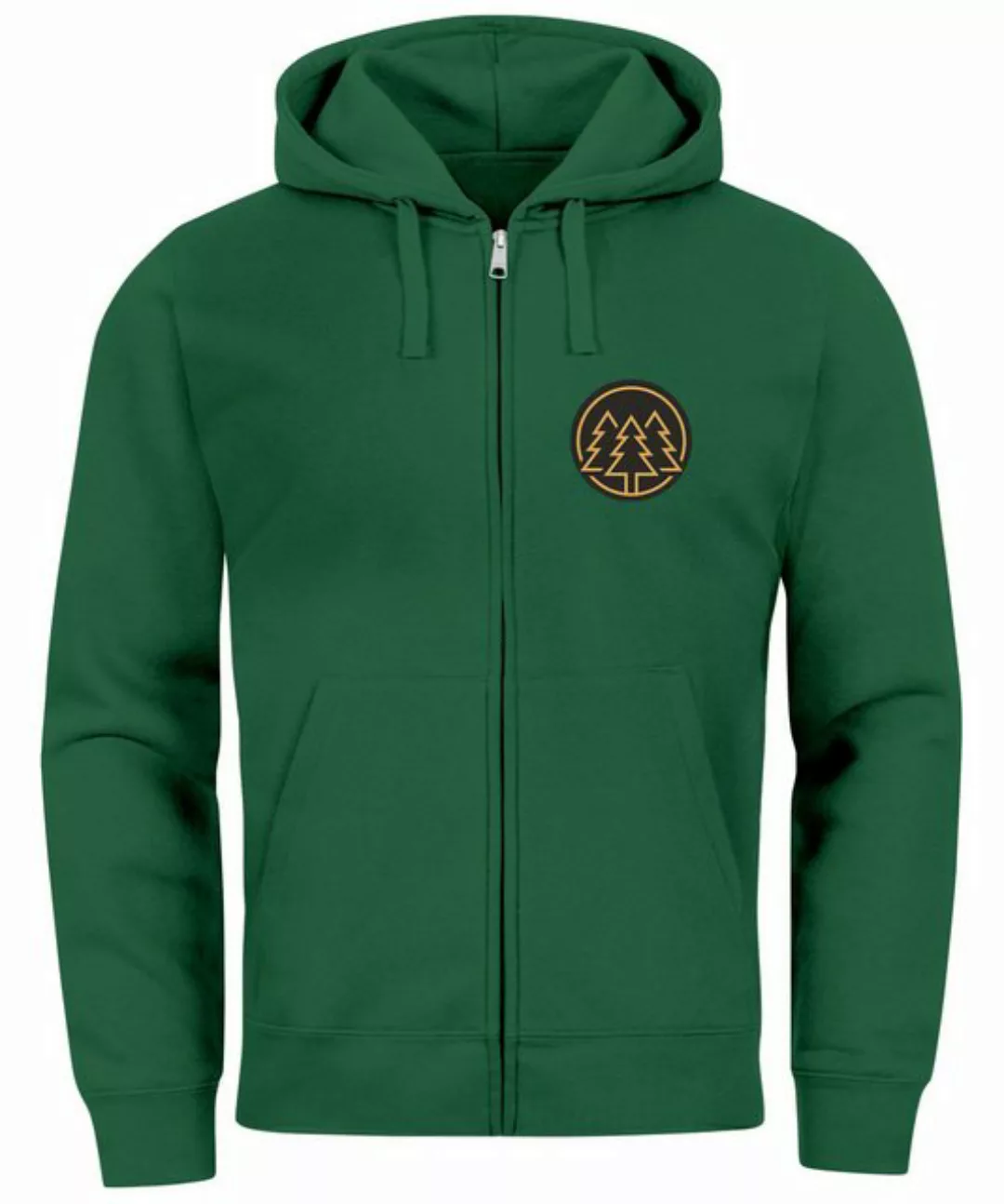 Neverless Sweatjacke Herren Sweatjacke mit Kapuze Logo Bäume Wald Print Out günstig online kaufen