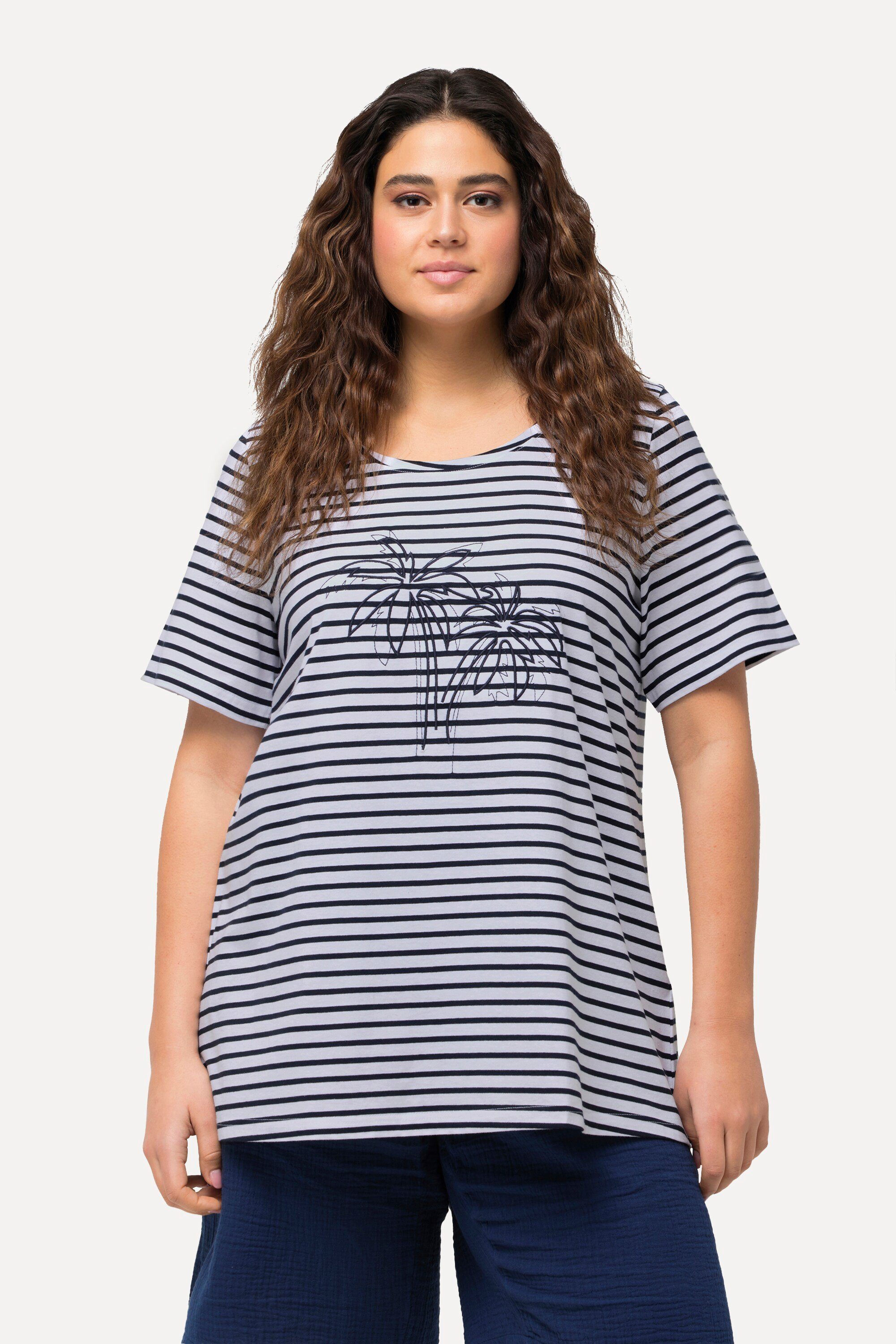 Ulla Popken T-Shirt T-Shirt Ringel Palmenstickerei günstig online kaufen