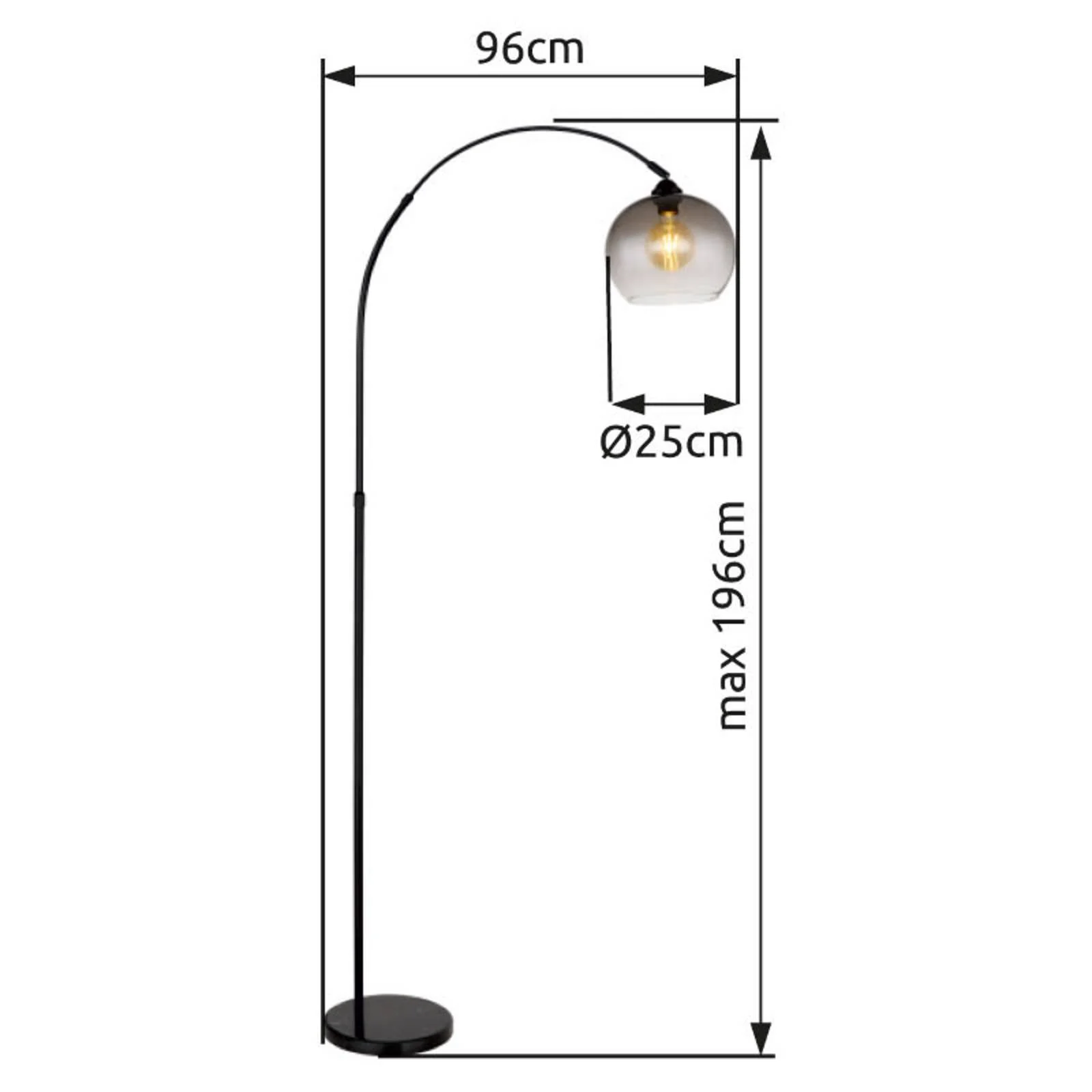 Stehlampe Newcastle, Höhe 196 cm, schwarz matt/rauchgrau günstig online kaufen