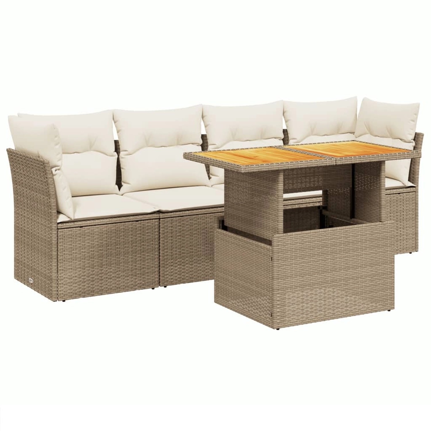 vidaXL 5-tlg Garten-Sofagarnitur mit Kissen Beige Poly Rattan Modell 244 günstig online kaufen