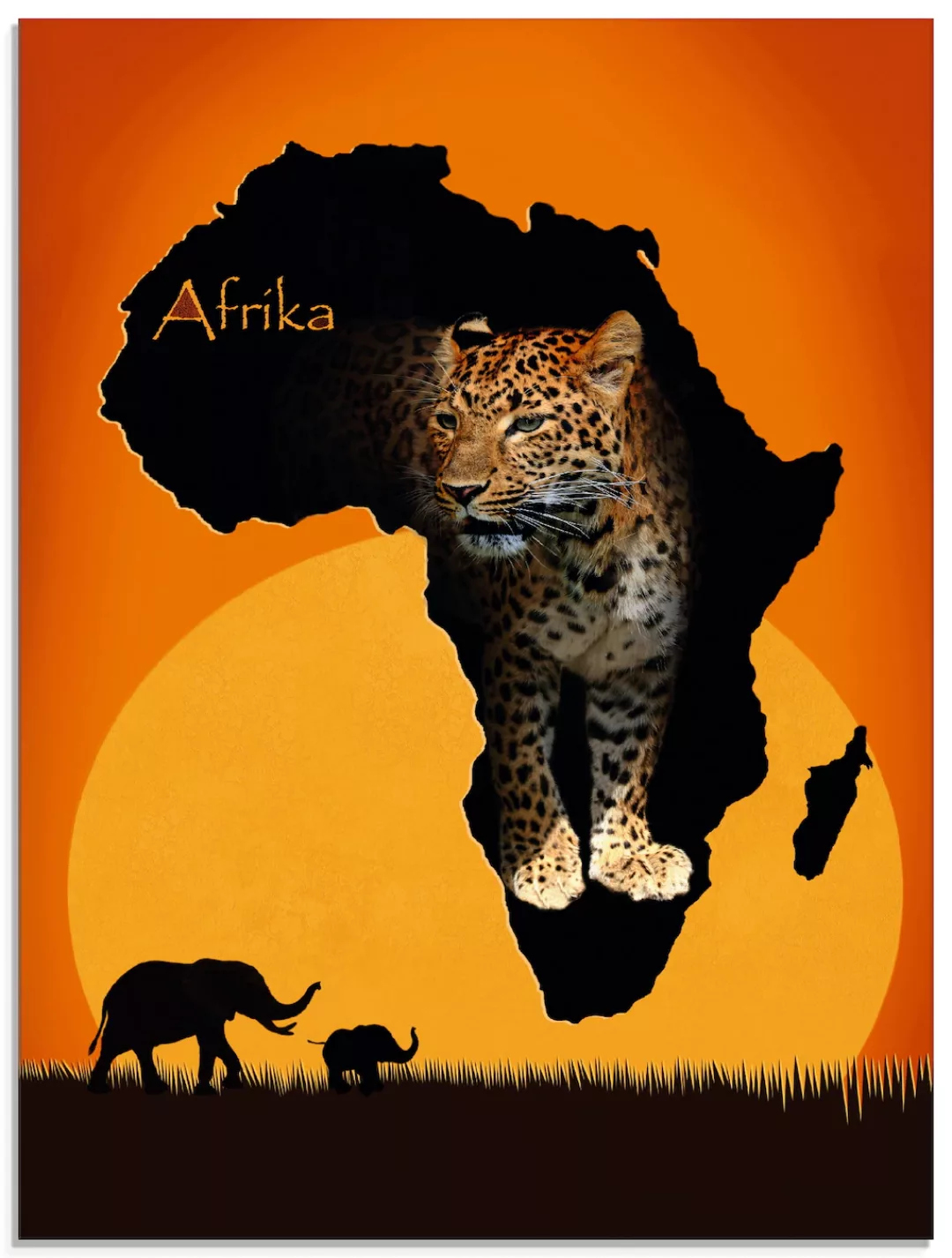 Artland Glasbild "Afrika der schwarze Kontinent", Wildtiere, (1 St.), in ve günstig online kaufen