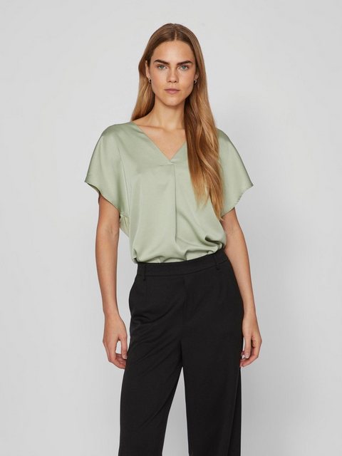 Vila V-Shirt "VIELLETTE V-NECK S/S SATIN TOP - NOOS" günstig online kaufen