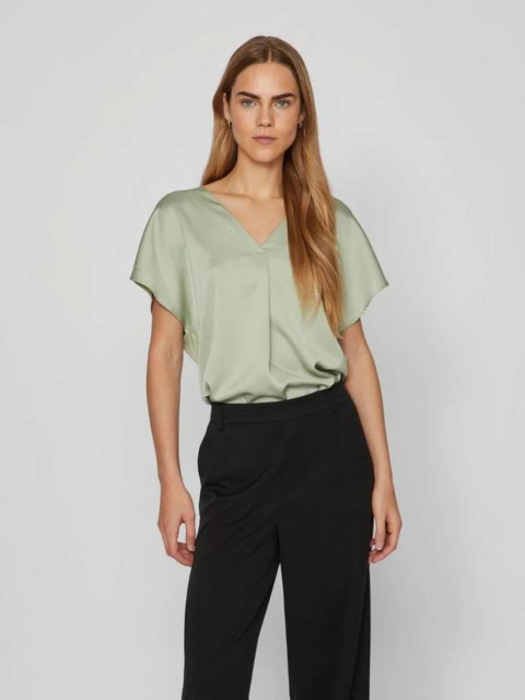 Vila V-Shirt VIELLETTE V-NECK S/S SATIN TOP - NOOS günstig online kaufen