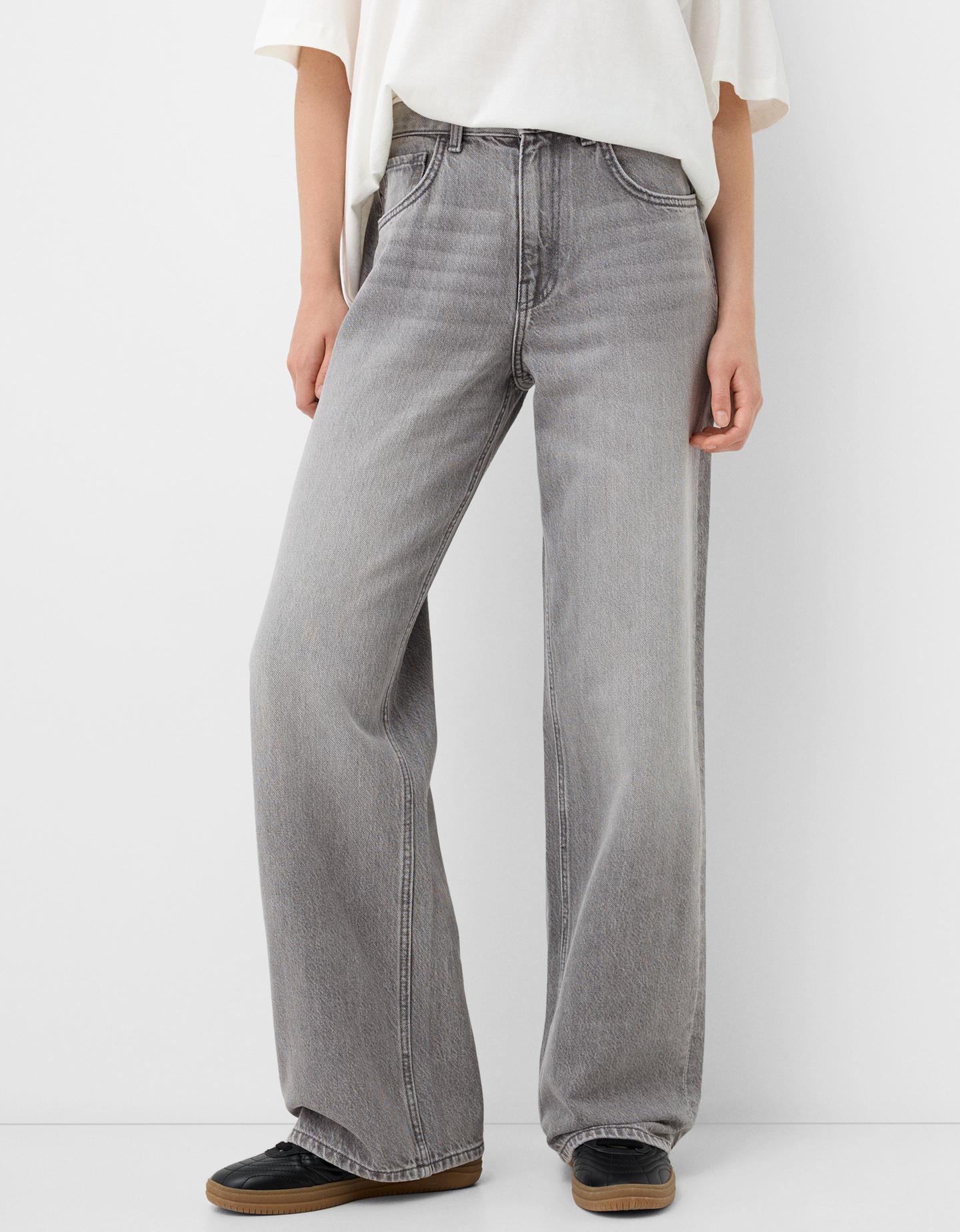 Bershka Wide Leg 90'S Jeans Damen 36 Dunkelgrau günstig online kaufen