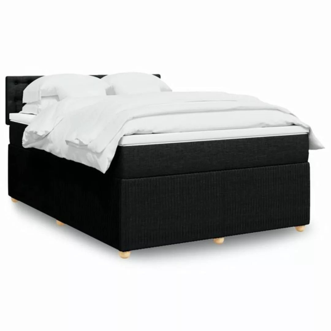 vidaXL Boxspringbett, Boxspringbett mit Matratze Schwarz 140x200 cm Stoff günstig online kaufen