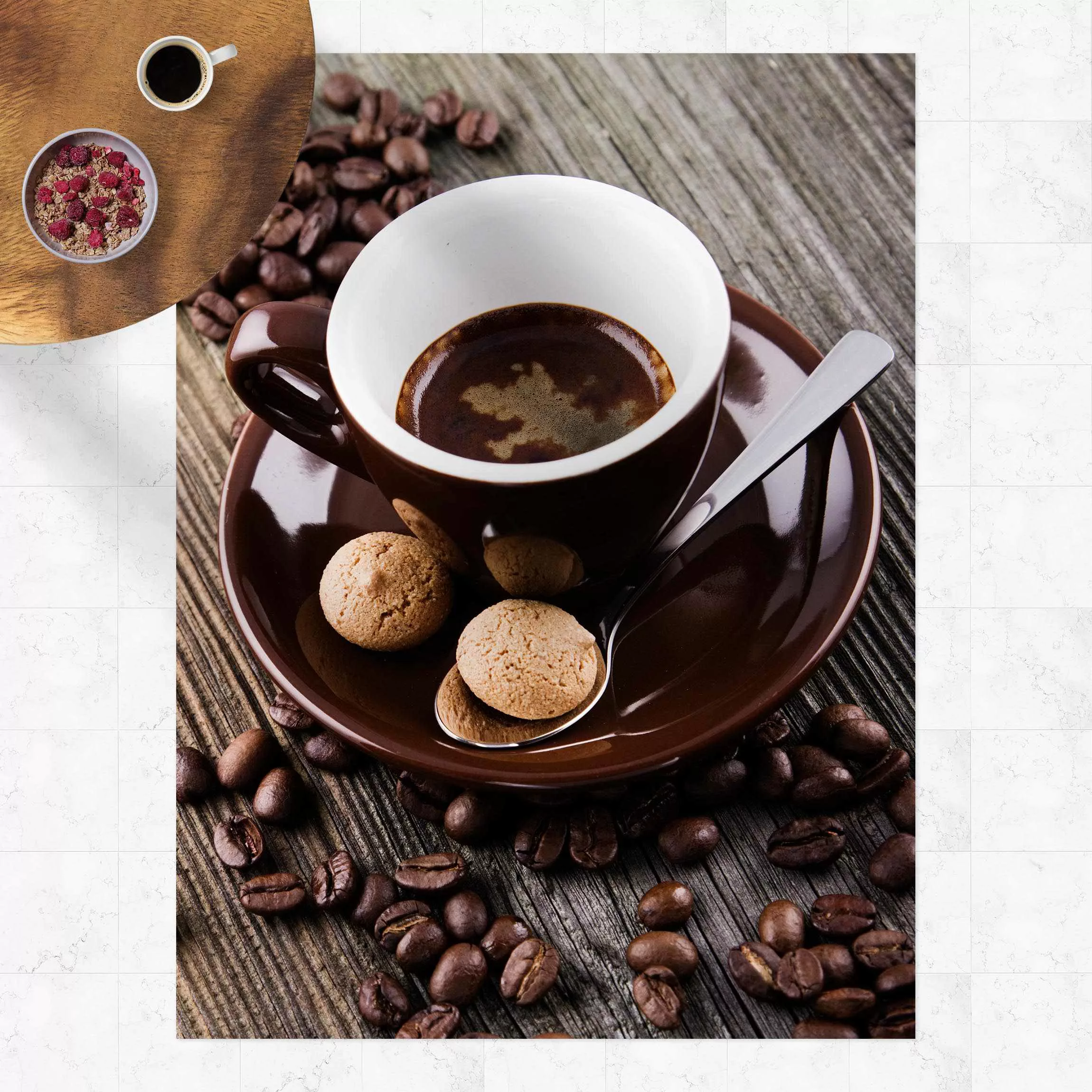 Vinyl-Teppich Kaffeetasse mit Kaffeebohnen günstig online kaufen