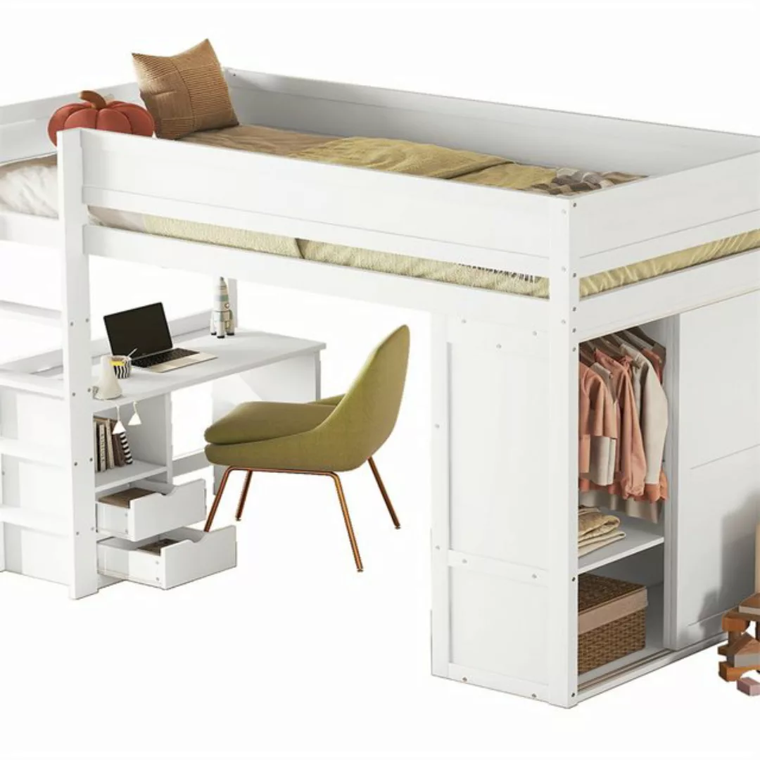 XDeer Jugendbett 90*200cm Hochbett, vielseitiges Kinderbett, ausgestattet, günstig online kaufen