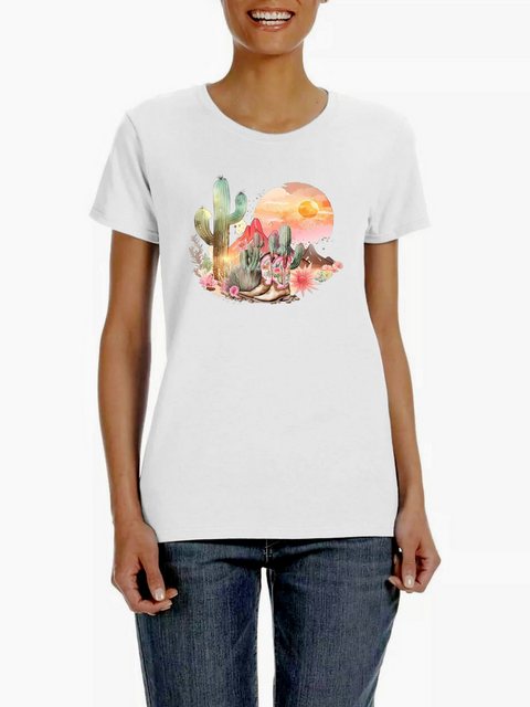 PYL Rundhalsshirt Damen Sommer Kurzarmbluse Locker Urlaub Print-Shirt günstig online kaufen