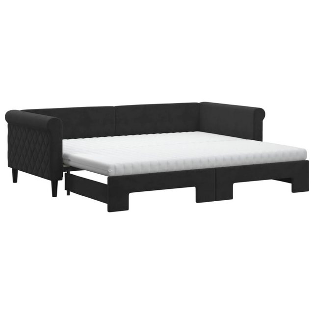 vidaXL Gästebett Tagesbett Ausziehbar mit Matratzen Schwarz 90x200 cm Samt günstig online kaufen