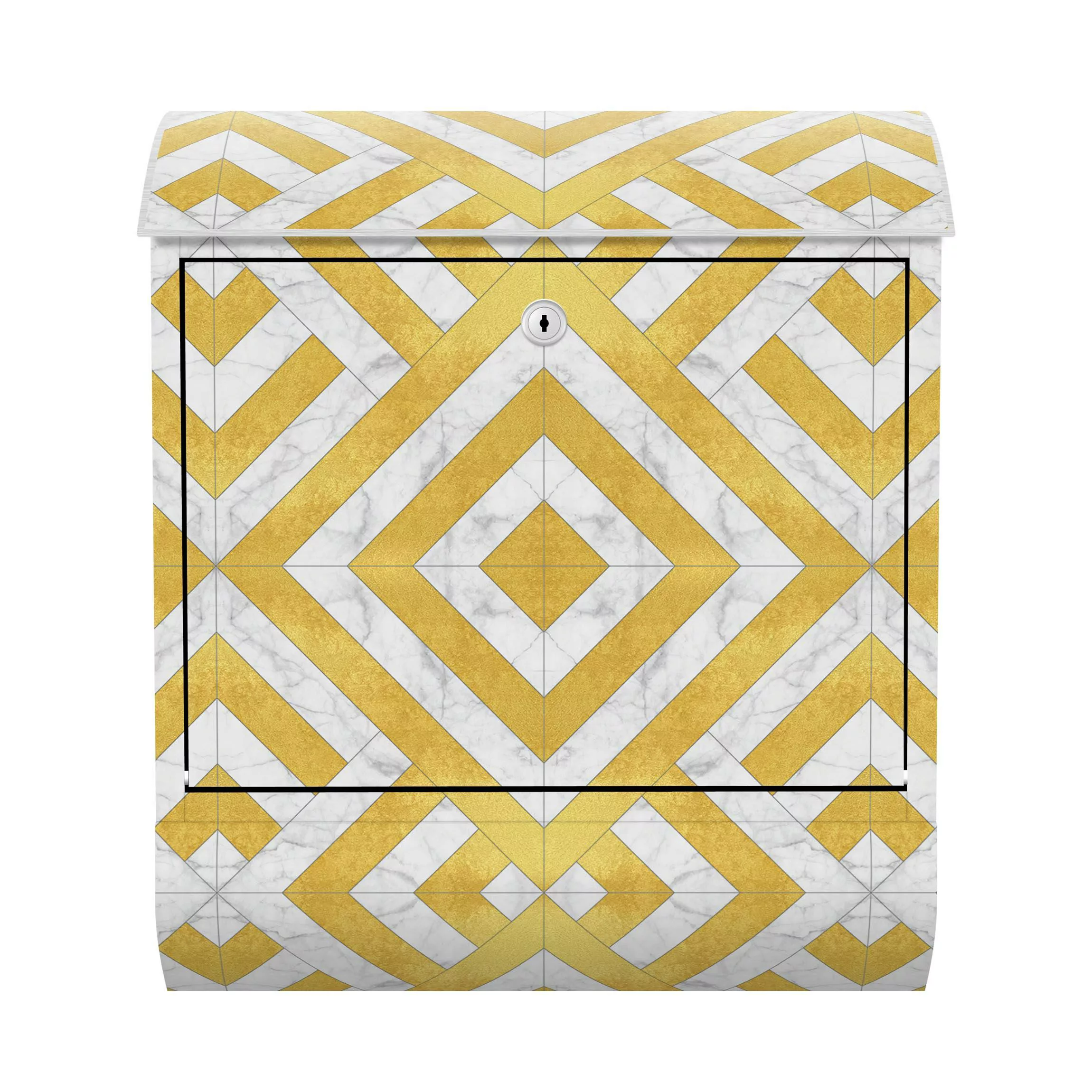 Briefkasten Geometrischer Fliesenmix Art Deco Gold Marmor günstig online kaufen