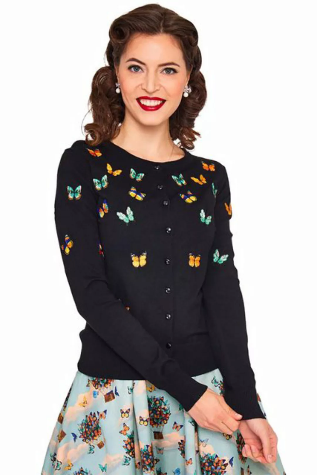 Voodoo Vixen Strickjacke Fluttering Butterfly Cardigan Retro Vintage Schmet günstig online kaufen