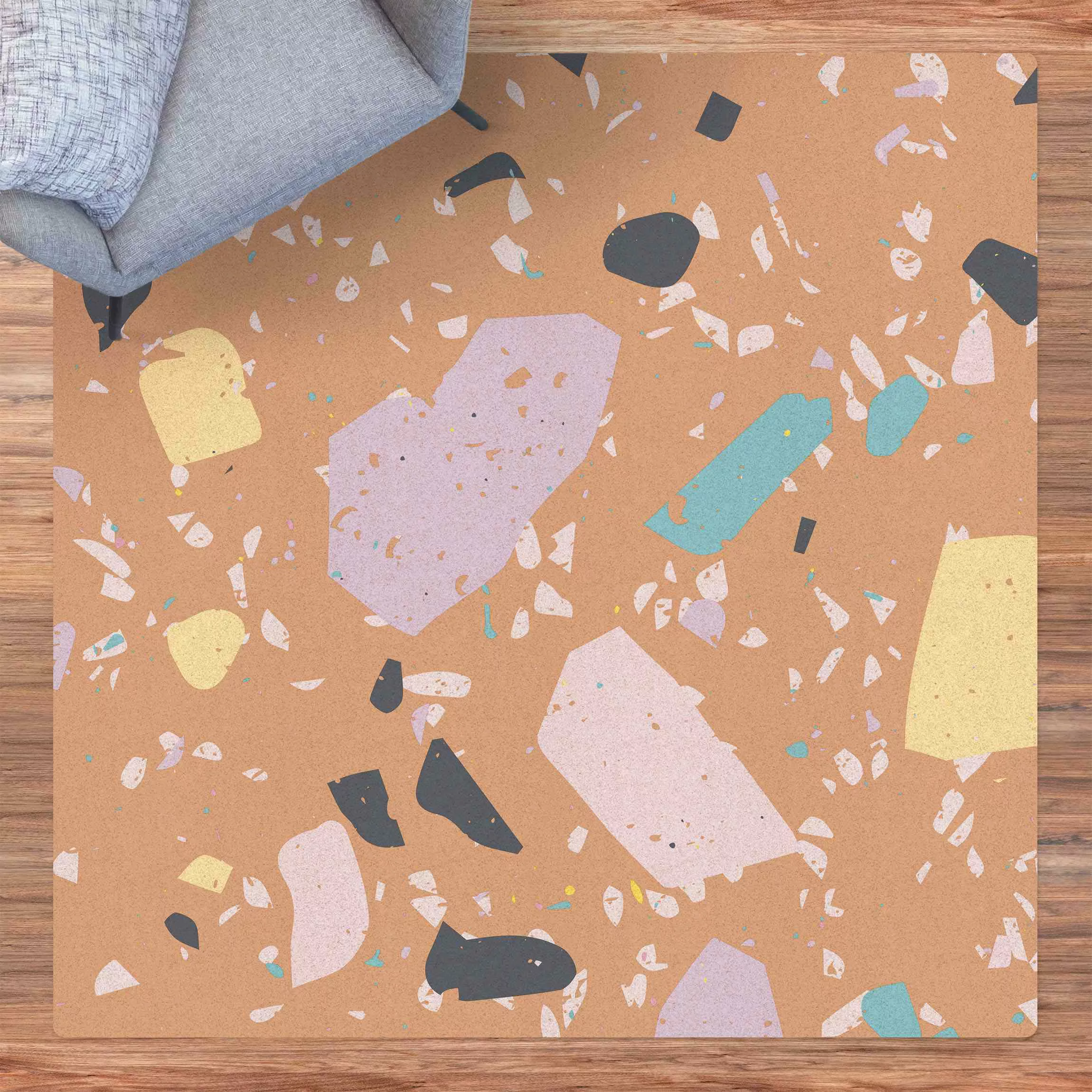 Kork-Teppich Detailliertes Terrazzo Muster Capri günstig online kaufen