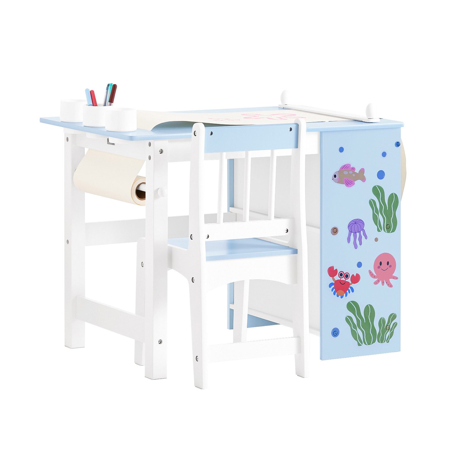 SoBuy Kindertisch mit 1 Stuhl Kindersitzgruppe Maltisch für Kinder KMB116-P günstig online kaufen