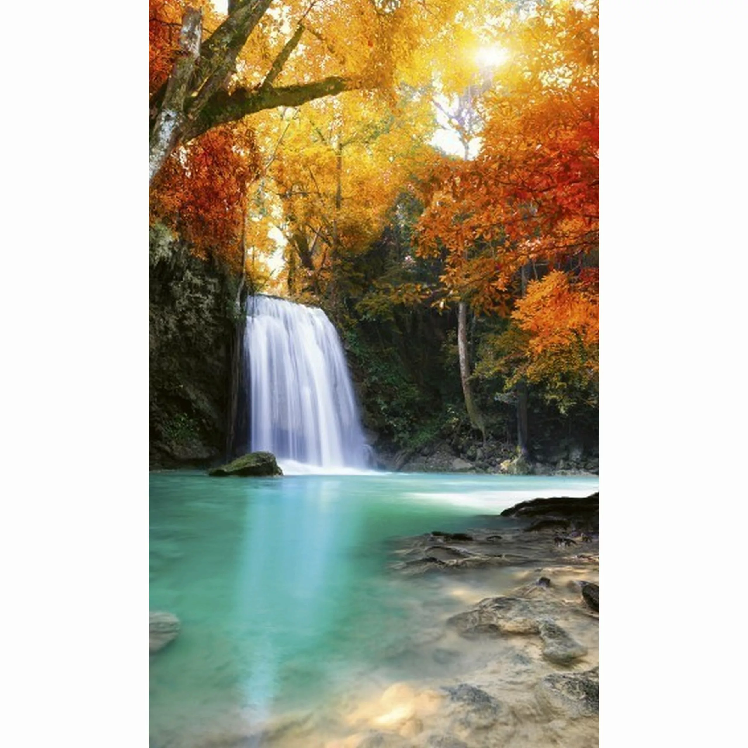 Fototapete DEEP FOREST WATERFALL | MS-2-0083 | Orange | Digitaldruck auf Vl günstig online kaufen