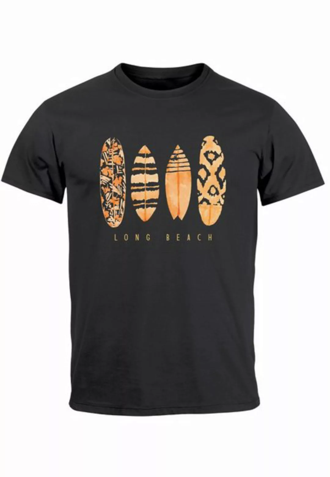 Neverless Print-Shirt Herren T-Shirt Surfing Fashion Aufdruck Long Beach Su günstig online kaufen