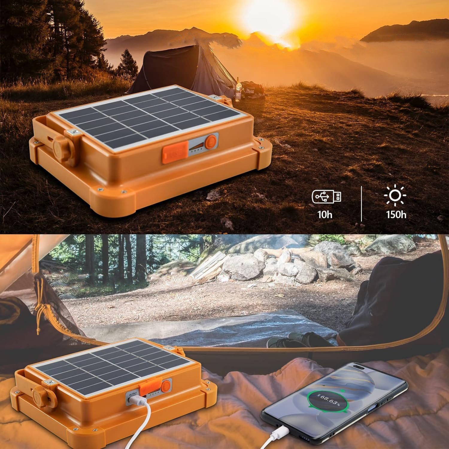 OKWISH LED Baustrahler Tragbar Solar Arbeitsleuchte günstig online kaufen