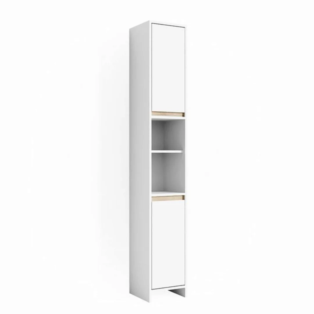 Vicco Hochschrank Emma, Weiß/Sonoma, 30 x 190 cm günstig online kaufen