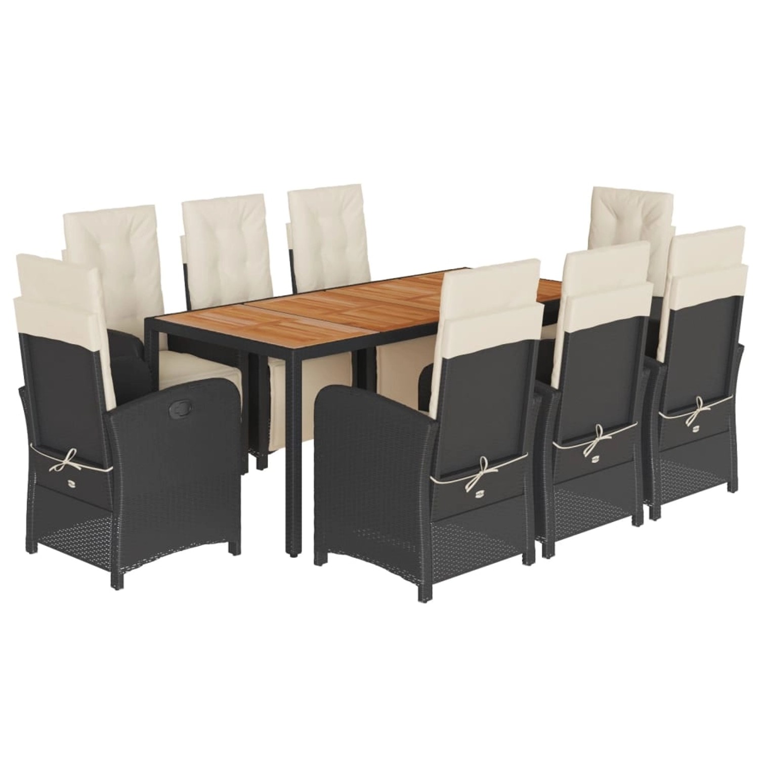 vidaXL 9-Tlg Garten-Essgruppe mit Kissen Schwarz Poly Rattan 3212473 günstig online kaufen