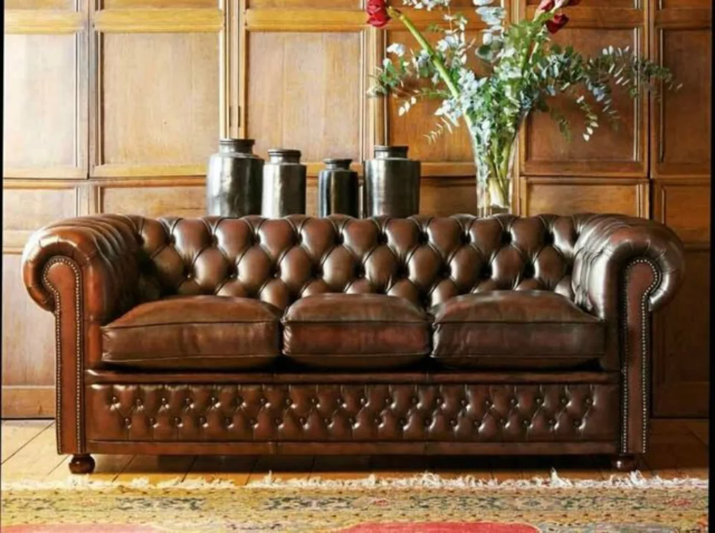 JVmoebel 3-Sitzer Chesterfield Design Polster Couch Leder Sofa Garnitur Sof günstig online kaufen