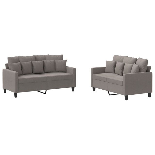 vidaXL Sofa 2-tlg. Sofagarnitur mit Kissen Taupe Stoff günstig online kaufen