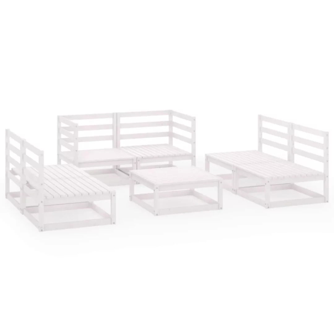 7-tlg. Garten-lounge-set Weiß Kiefer Massivholz günstig online kaufen