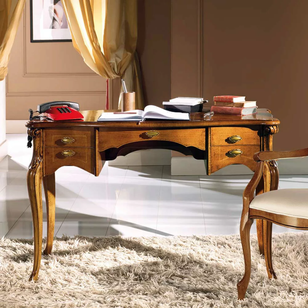 Schreibtisch in Nussbaumfarben italienischem Design günstig online kaufen