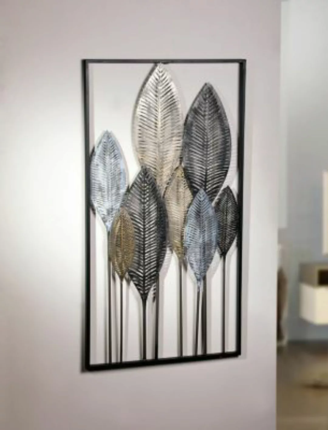 HOME Living Metall-Bild Blätterwald Wanddeko bunt günstig online kaufen