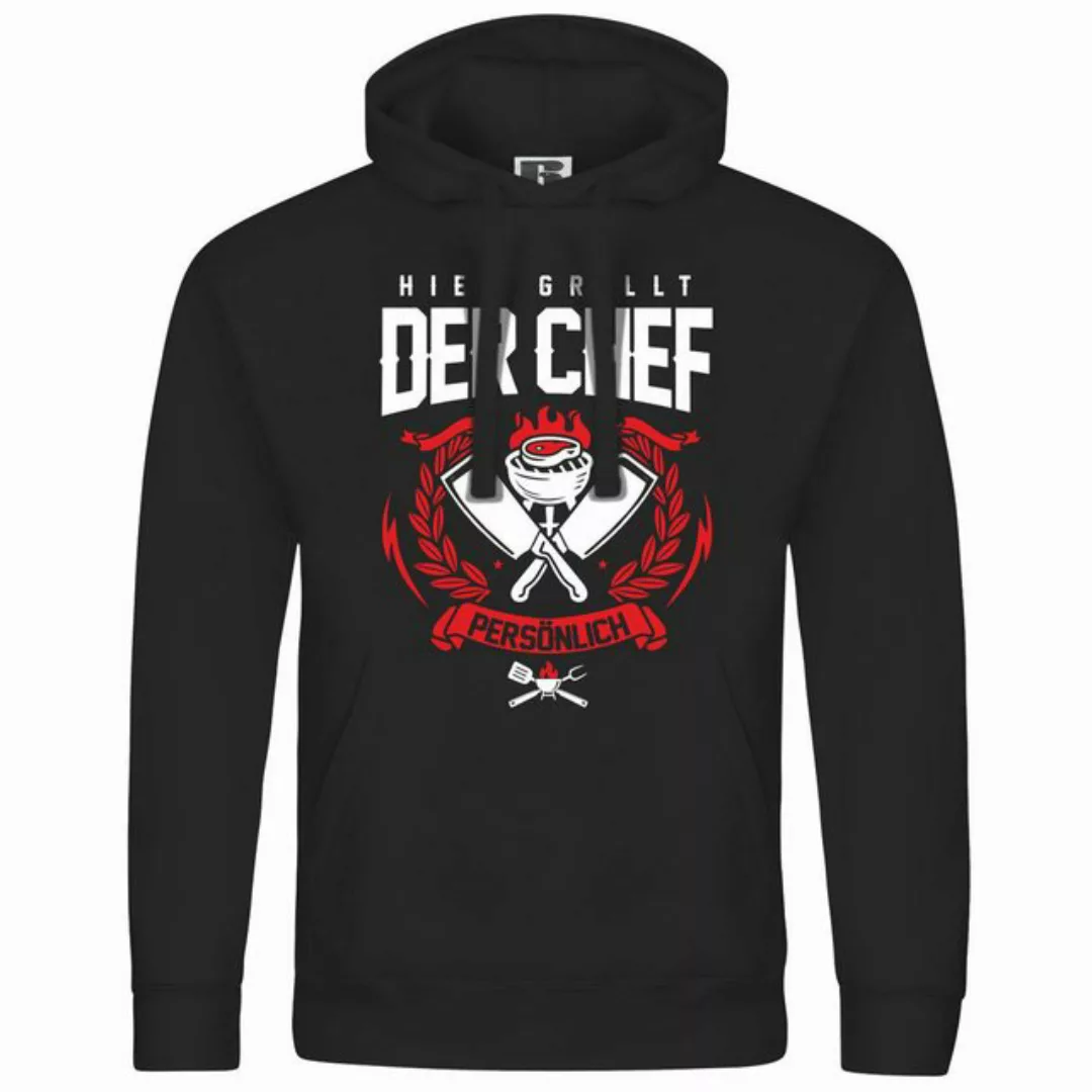 deinshirt Kapuzenpullover Herren Kapuzenpullover Hier grillt der Chef noch günstig online kaufen