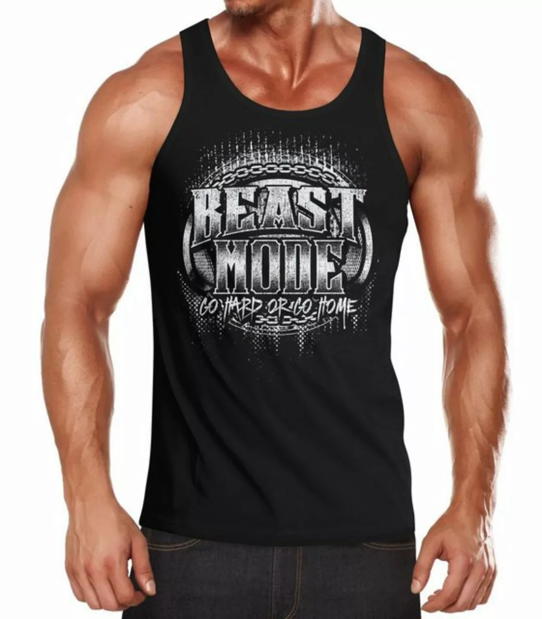 MoonWorks Tanktop Herren Tank-Top Beast Mode Moonworks® mit Print günstig online kaufen