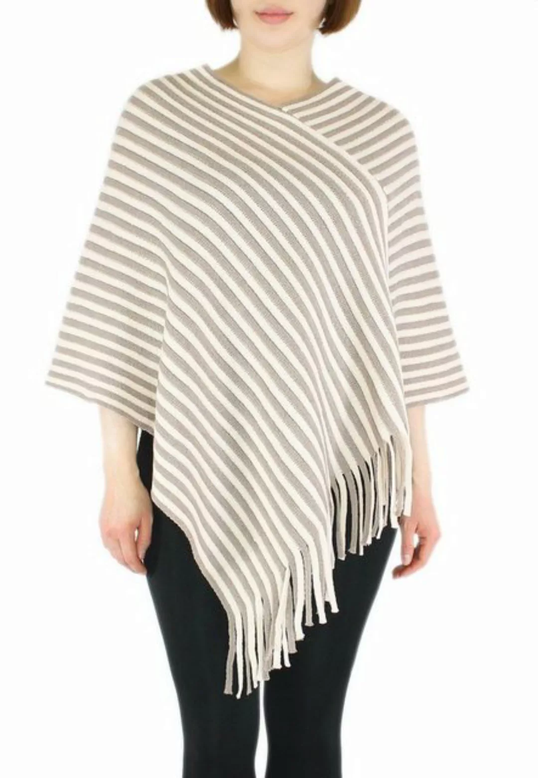 dy_mode Strickponcho Damen Fransenponcho Gestreift Überwurf Cape Poncho Ges günstig online kaufen