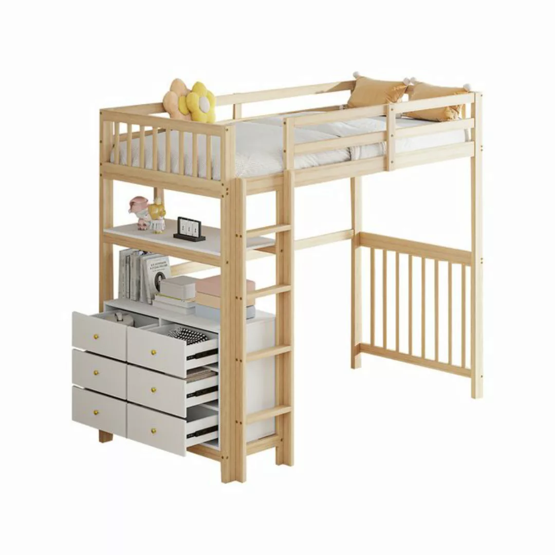 REDOM Kinderbett Einzelbett Holzbett Hochbett Stauraumbett Funktionsbett (m günstig online kaufen