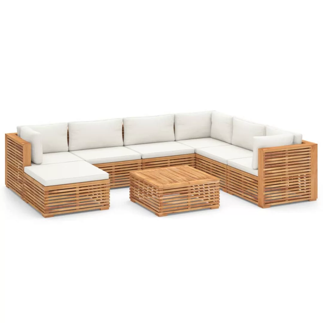 8-tlg. Garten-lounge-set Mit Creme Kissen Massivholz Teak günstig online kaufen