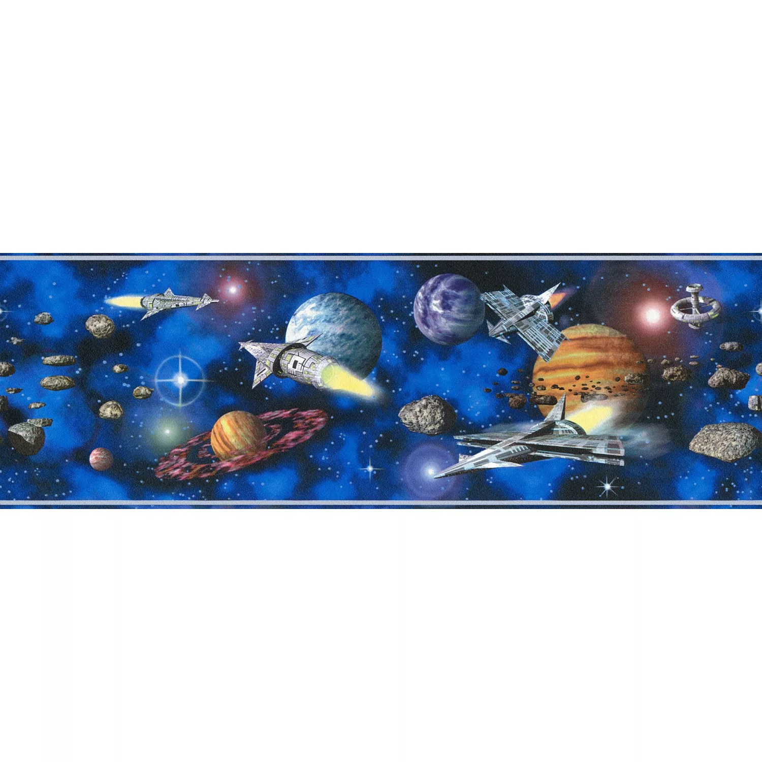 Bricoflor Weltraum Tapeten Bordüre Blaue Tapetenbordüre mit Weltall Ideal f günstig online kaufen