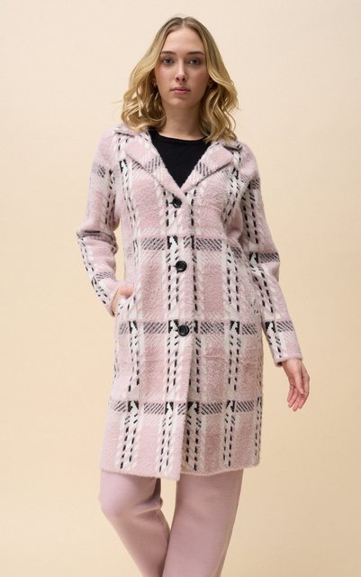 Passioni Strickmantel Stylischer Wintermantel mit verschiedenen Muster Rosa günstig online kaufen