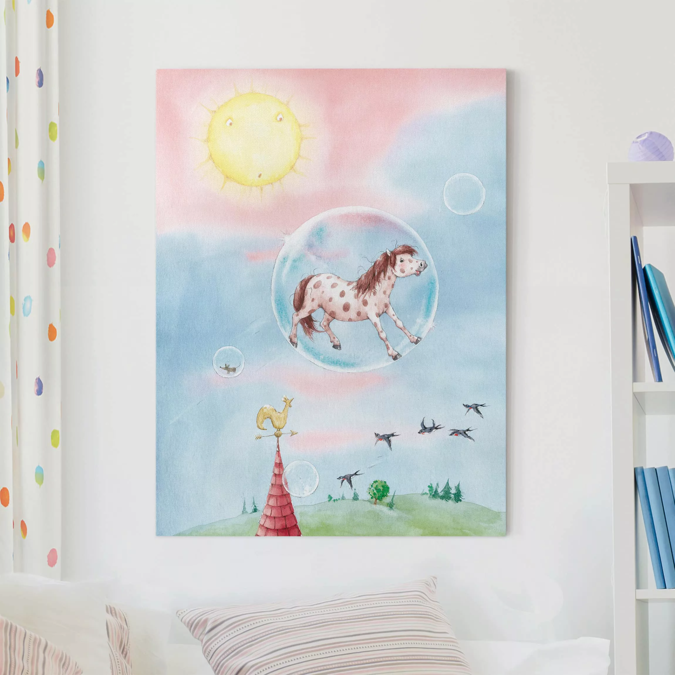 Leinwandbild Kinderzimmer - Hochformat Zauberpony Geschichten - Das Seifenb günstig online kaufen