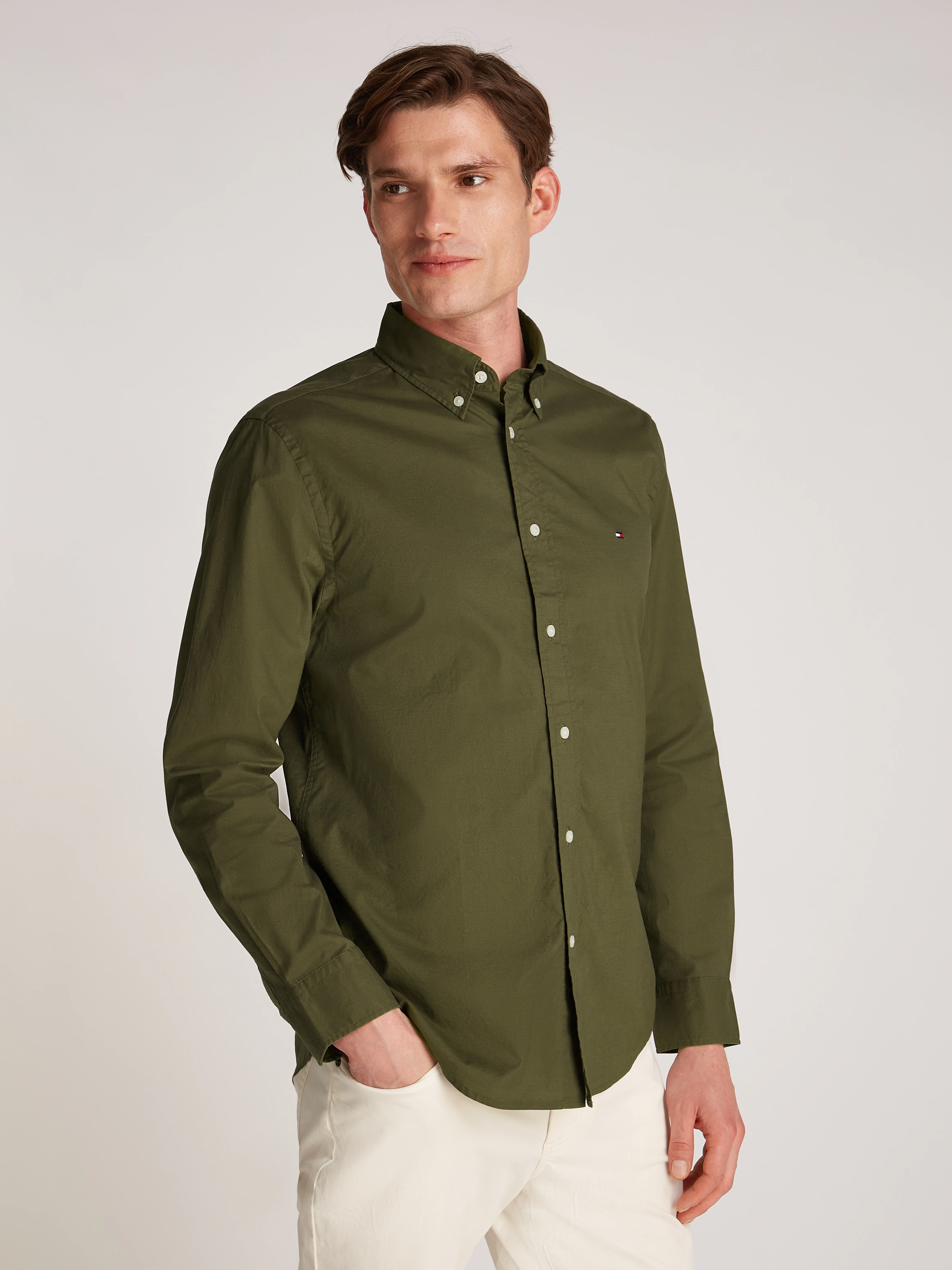 Tommy Hilfiger Businesshemd FLEX POPLIN SOLID RF SHIRT 1 mit Logostickerei günstig online kaufen