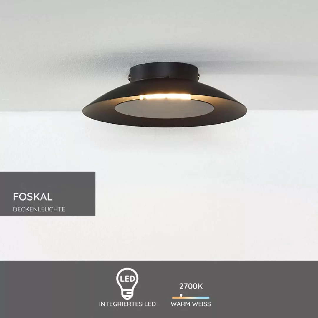 LED Deckenleuchte Foskal in Schwarz 6W 480lm 215mm günstig online kaufen