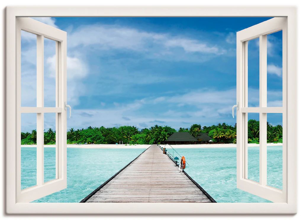 Artland Wandbild "Fensterblick maledivischen Paradies", Fensterblick, (1 St günstig online kaufen