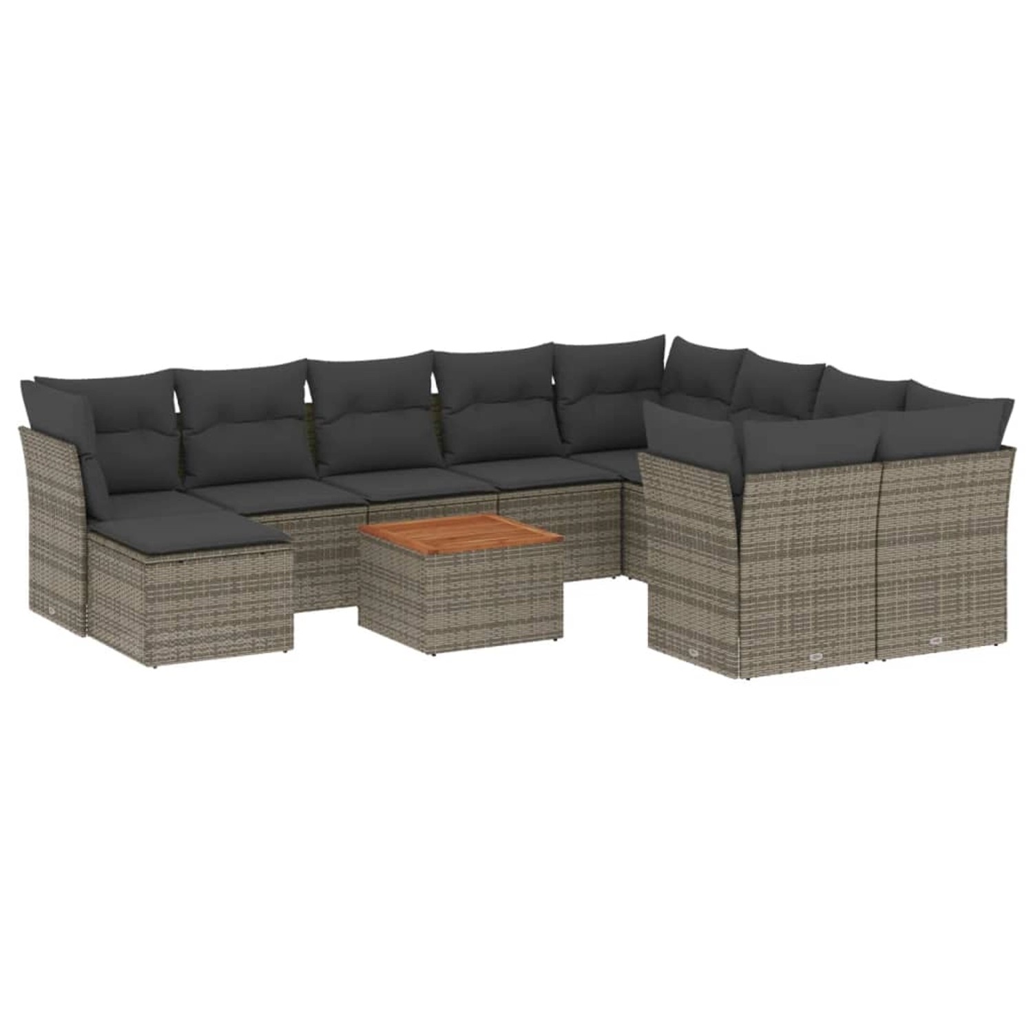 vidaXL 11-tlg Garten-Sofagarnitur mit Kissen Grau Poly Rattan Modell 61 günstig online kaufen