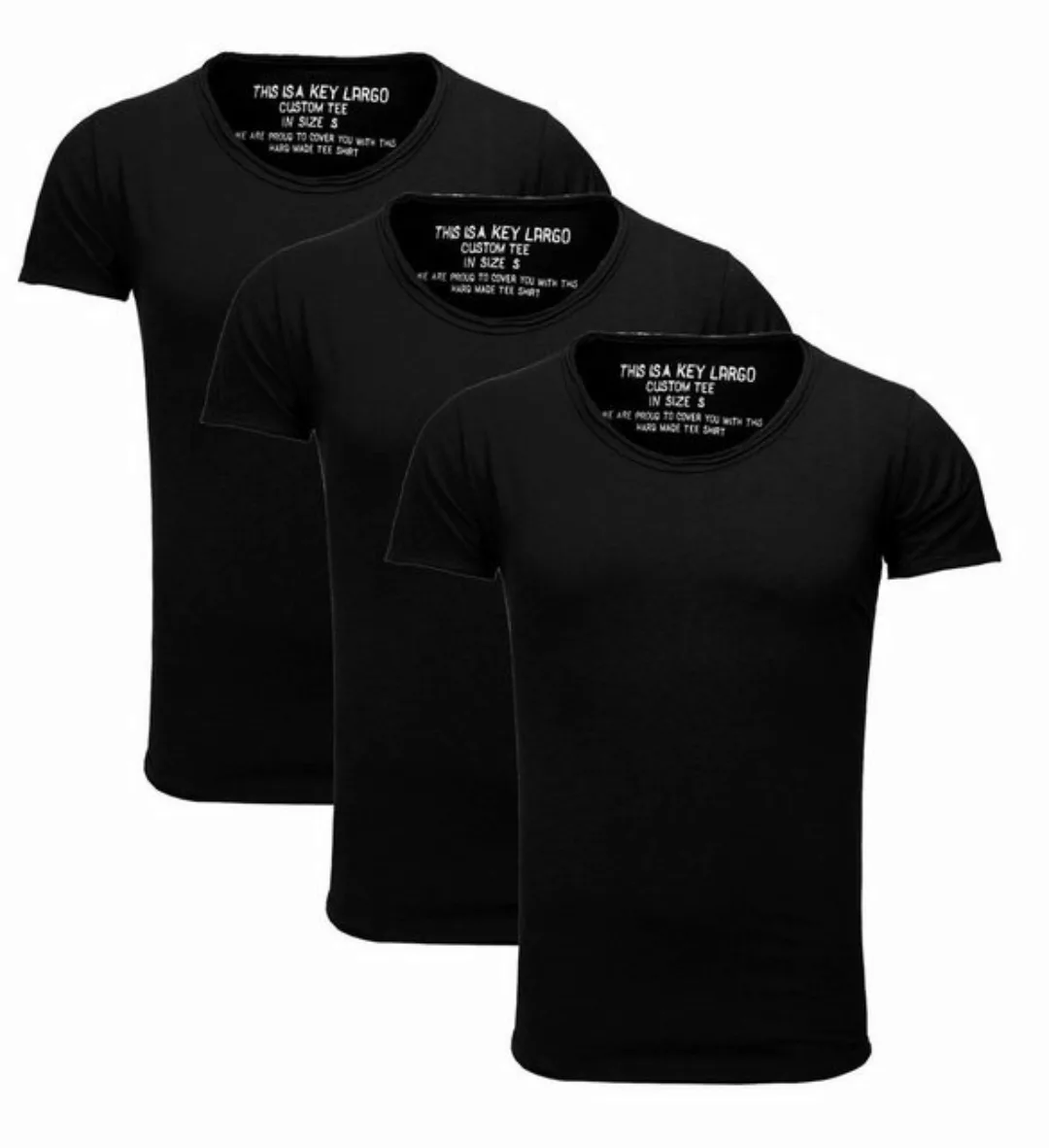 Key Largo T-Shirt Bread vintage Look uni Basic T00621 Rundhalsauschnitt uni günstig online kaufen