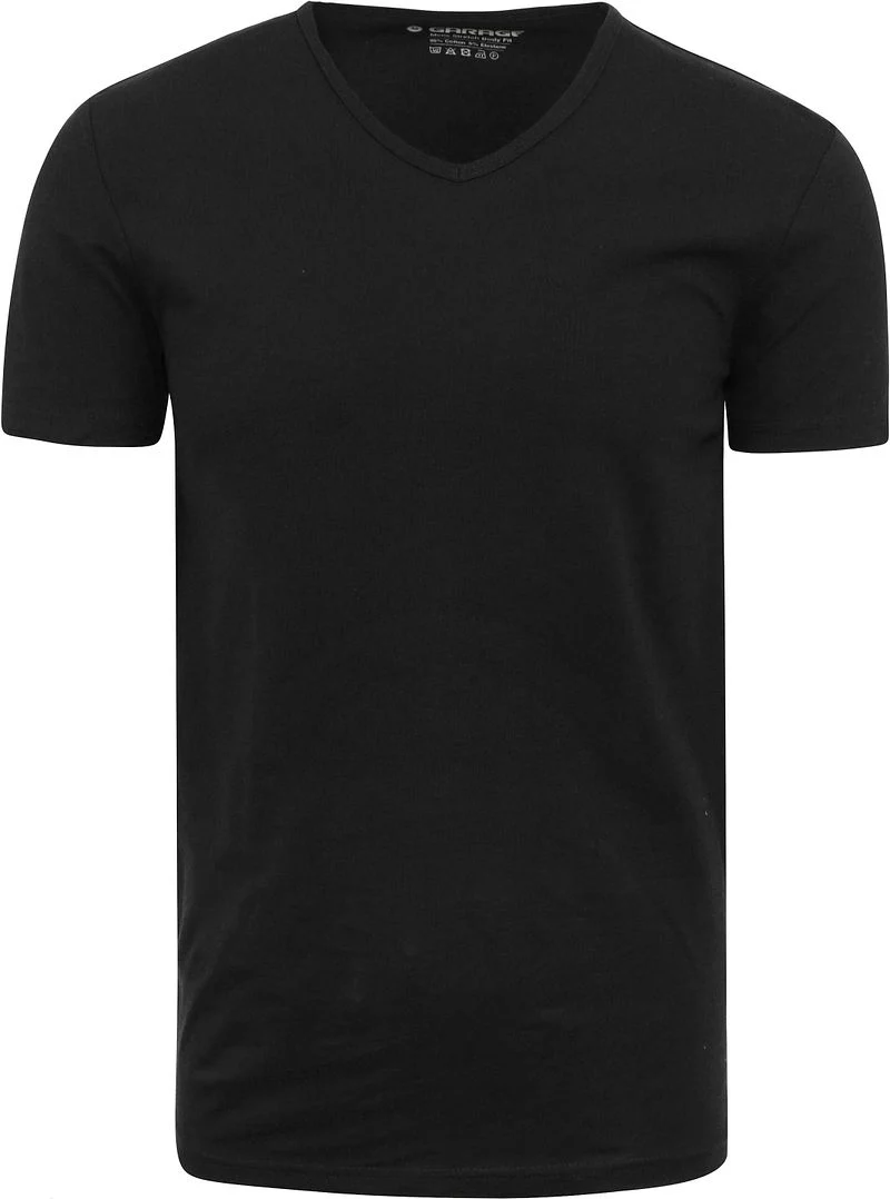 Garage Stretch Basic T-Shirt Schwarz V-Ausschnitt - Größe S günstig online kaufen