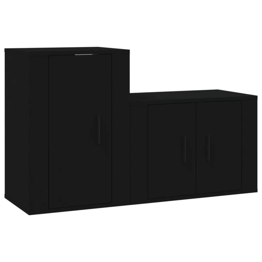 Vidaxl 2-tlg. Tv-schrank-set Schwarz Holzwerkstoff günstig online kaufen