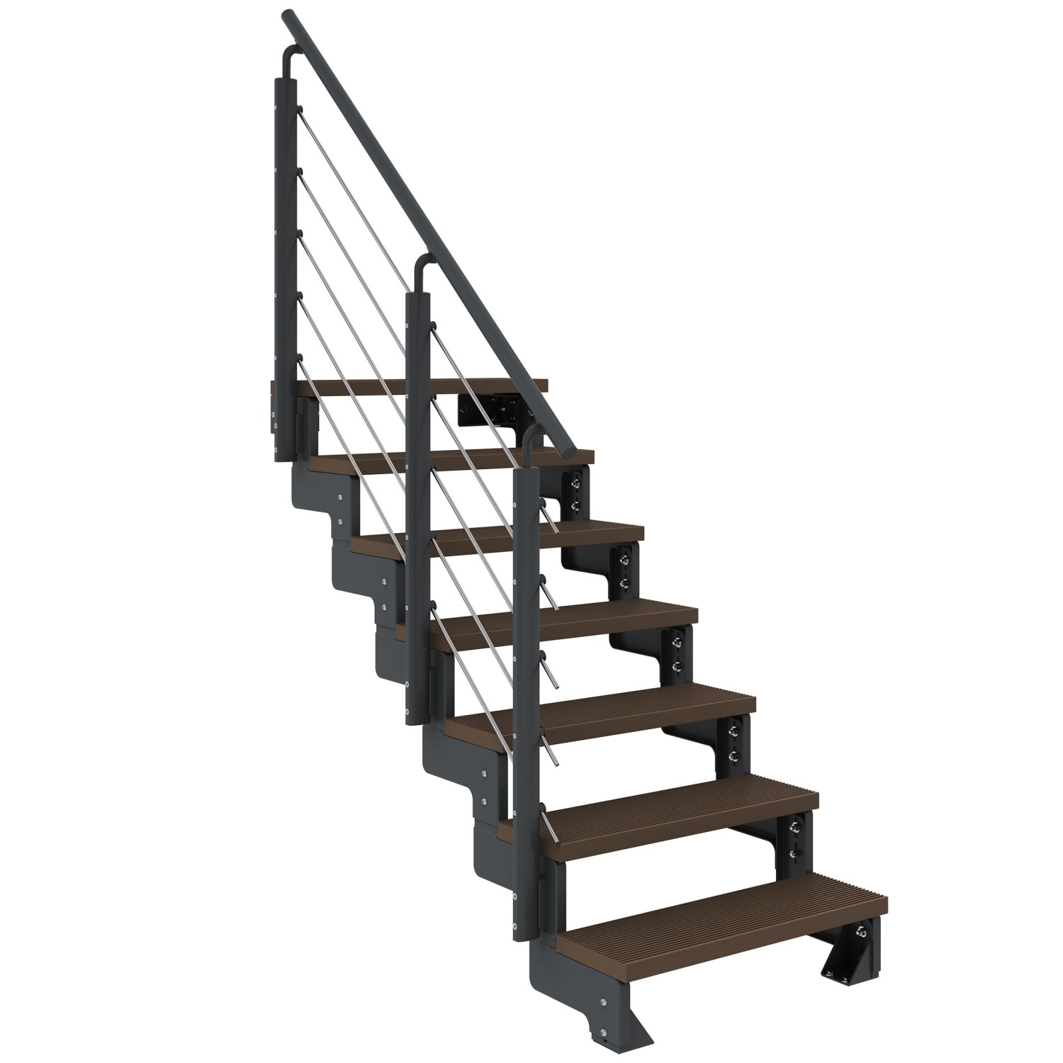 Dolle Außentreppe Gardentop Anthrazit 7 Stufen 80 cm Braun inkl. Geländer günstig online kaufen